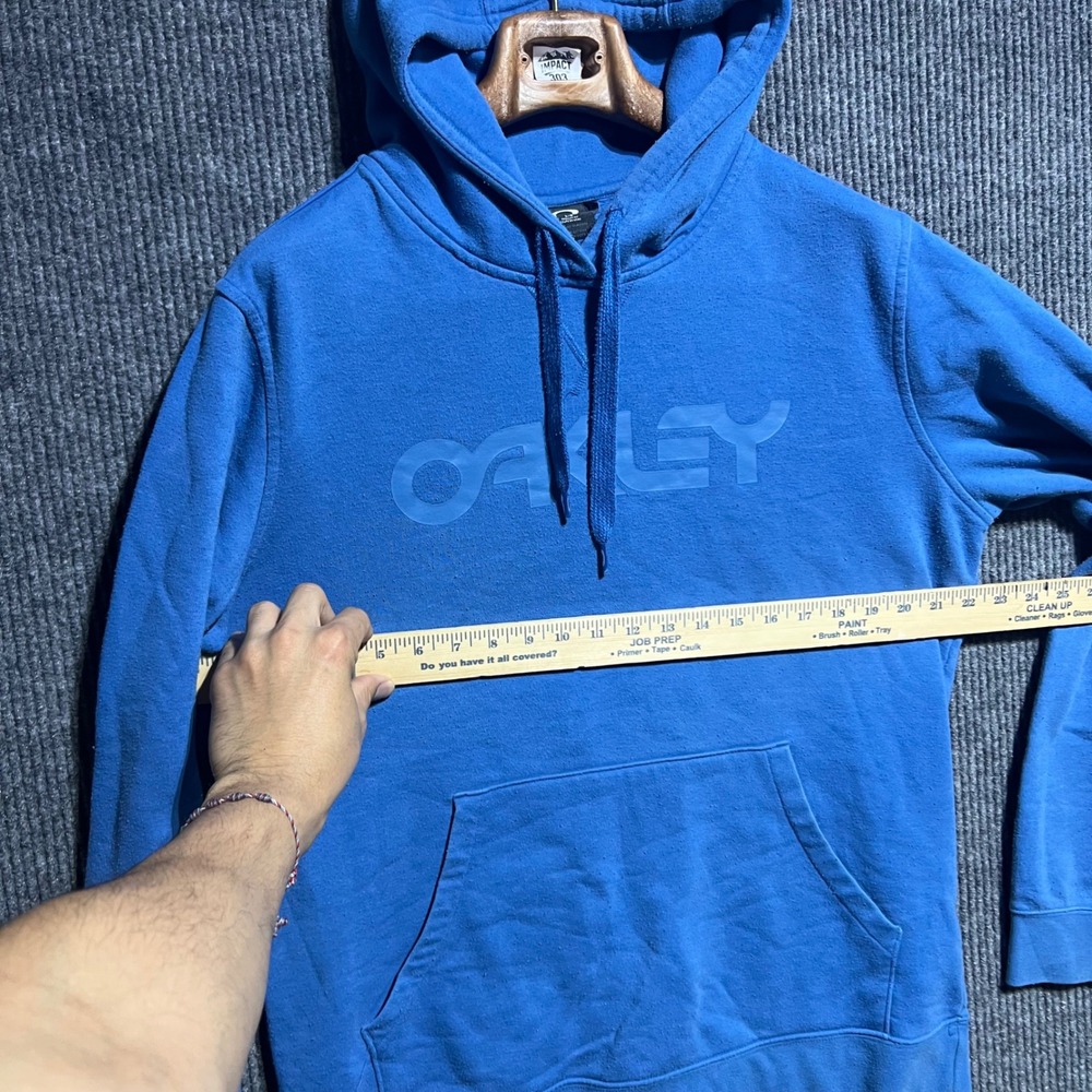 Oakley Hoodie Mens Large Blue Logo Pullover Fleece Sweatshirt Regular Fit - Picture 3 of 8